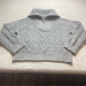Crescent Gray 1/2 Zip Cable Knit Maryann Sweater Size Medium